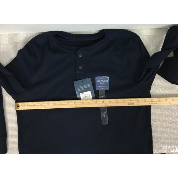 Croft n Barrow Mens Top Size S Easy Care Henley Navy Long Sleeve Navy Blue New - Picture 11 of 16